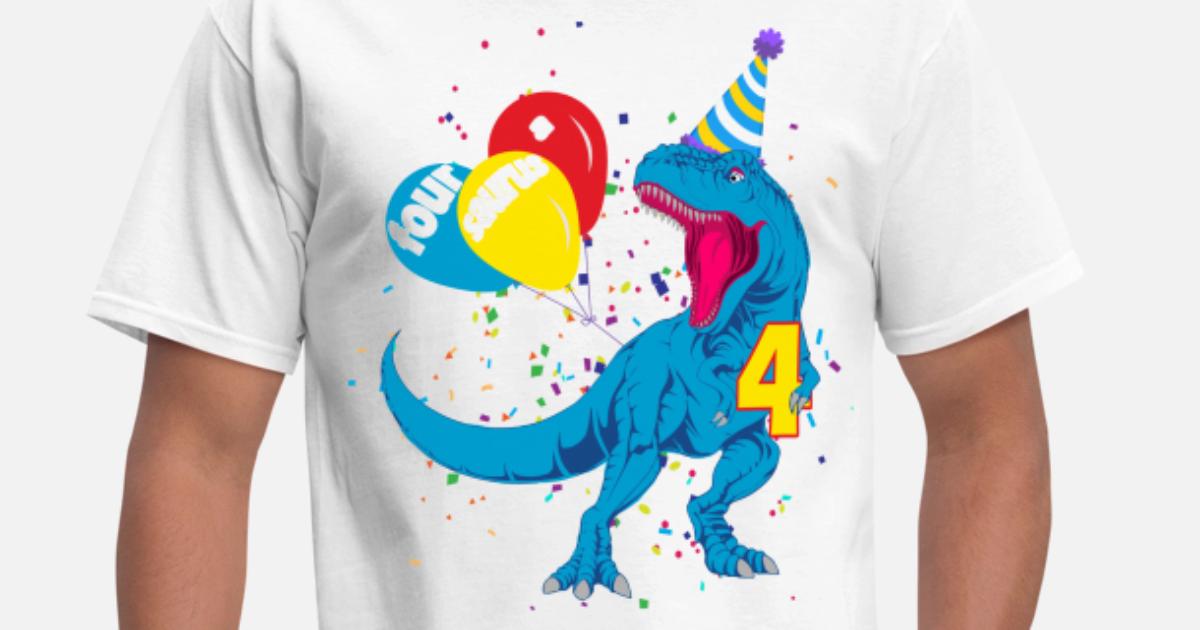 Kids Dinosaur 4th Birthday T Shirt Boys 